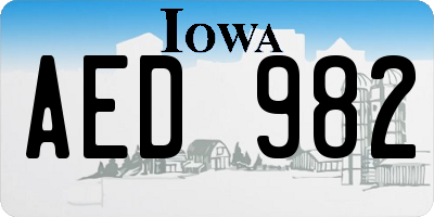 IA license plate AED982