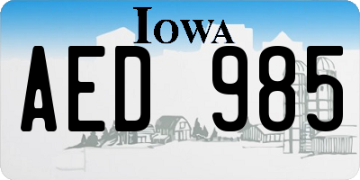 IA license plate AED985
