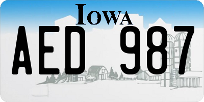 IA license plate AED987