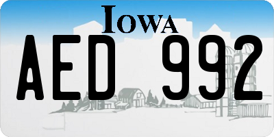 IA license plate AED992