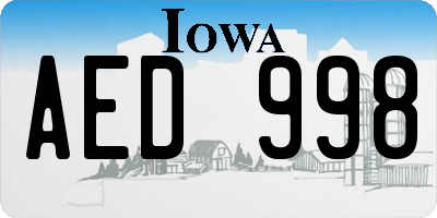 IA license plate AED998