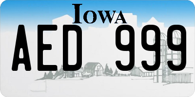 IA license plate AED999