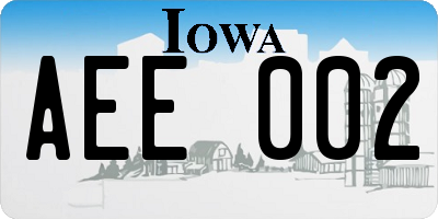 IA license plate AEE002