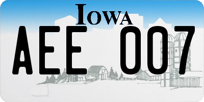 IA license plate AEE007