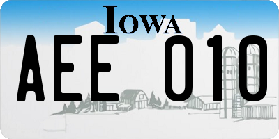 IA license plate AEE010