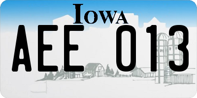 IA license plate AEE013