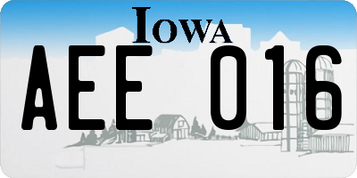 IA license plate AEE016