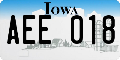 IA license plate AEE018