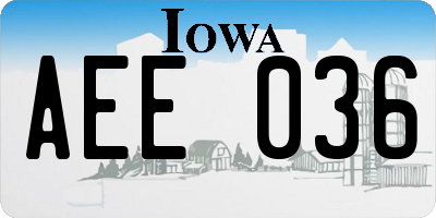 IA license plate AEE036