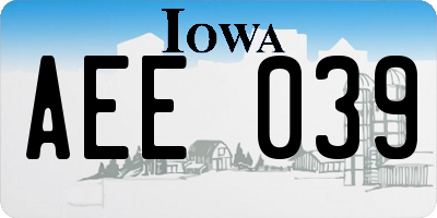 IA license plate AEE039