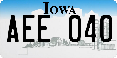 IA license plate AEE040