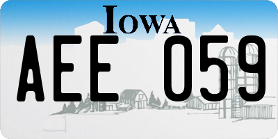 IA license plate AEE059