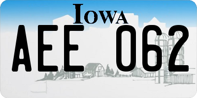 IA license plate AEE062