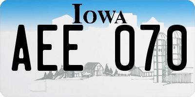 IA license plate AEE070
