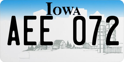 IA license plate AEE072