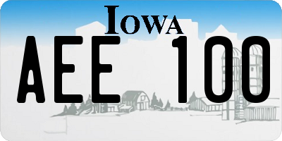 IA license plate AEE100