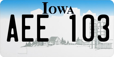 IA license plate AEE103
