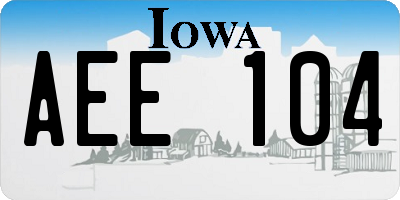 IA license plate AEE104