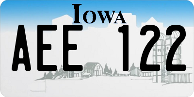 IA license plate AEE122
