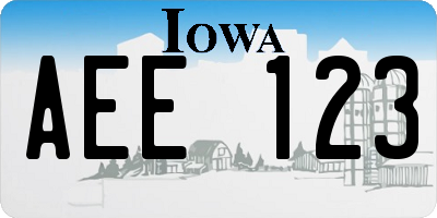 IA license plate AEE123