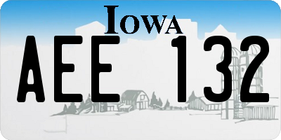 IA license plate AEE132