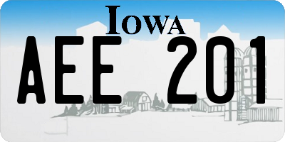 IA license plate AEE201