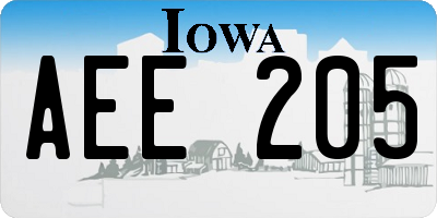 IA license plate AEE205