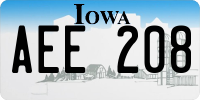 IA license plate AEE208