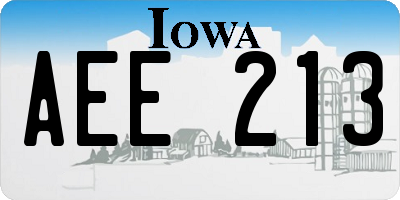 IA license plate AEE213