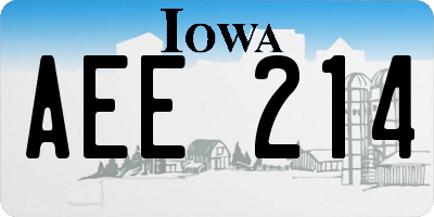 IA license plate AEE214