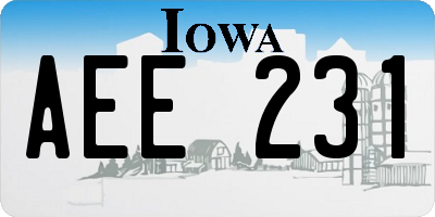 IA license plate AEE231