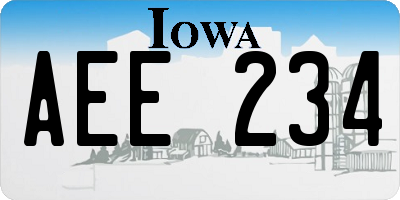 IA license plate AEE234