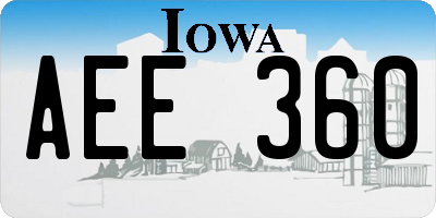 IA license plate AEE360