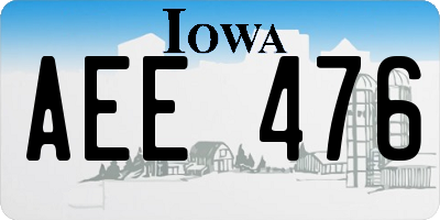 IA license plate AEE476