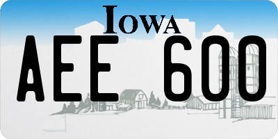 IA license plate AEE600