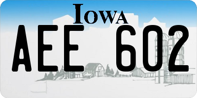 IA license plate AEE602