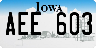 IA license plate AEE603