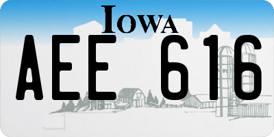 IA license plate AEE616