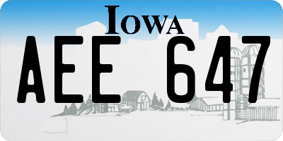 IA license plate AEE647