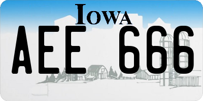 IA license plate AEE666