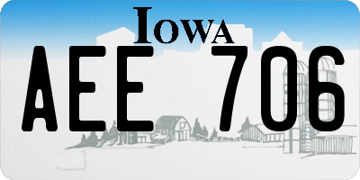 IA license plate AEE706