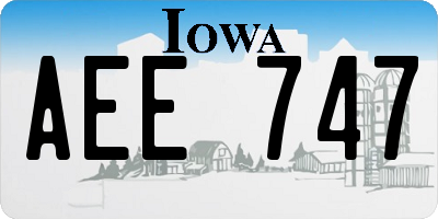 IA license plate AEE747