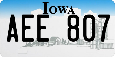 IA license plate AEE807