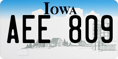IA license plate AEE809