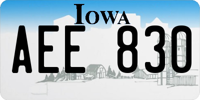 IA license plate AEE830