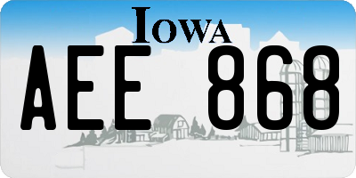 IA license plate AEE868