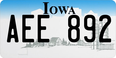 IA license plate AEE892