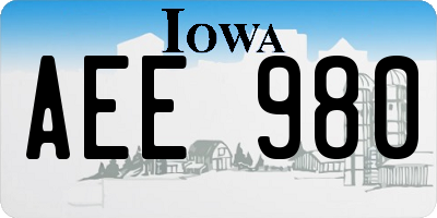 IA license plate AEE980