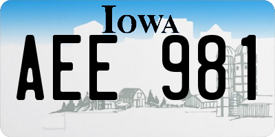 IA license plate AEE981