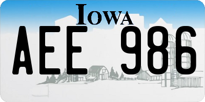 IA license plate AEE986